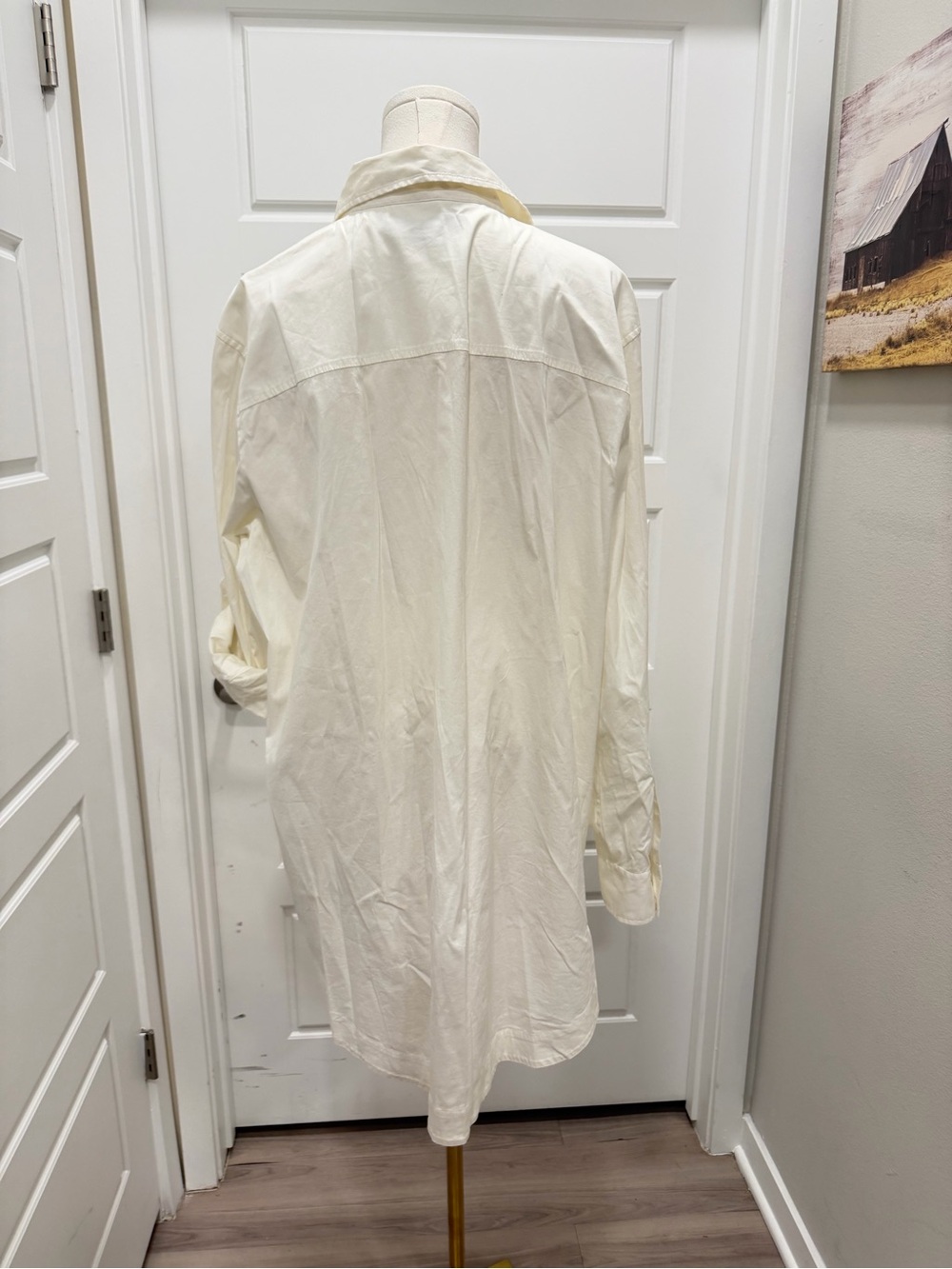 Lafayette 148 New York Women's Off-White Long Sleeve Button-Up Shirt Dress - Picture 2 of 6
